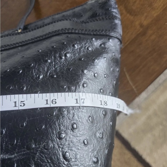 Kate Spade Ostrich Leather Travel Tote Handbag Women Black Pebbled Bow Large - Picture 14 of 16